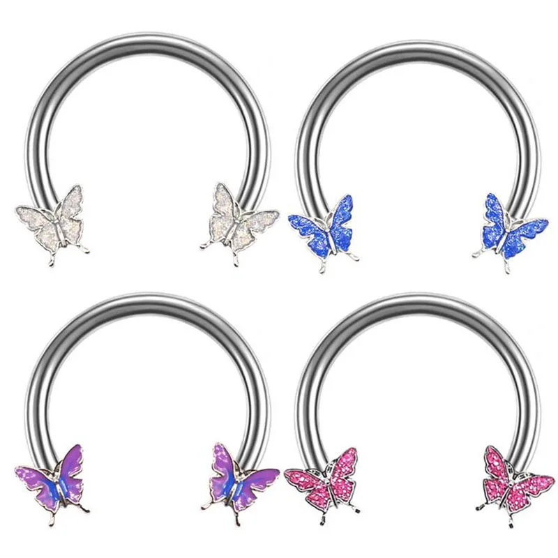 

Женские кольца в форме подковы в форме бабочки, серьги, кольцо для перегородки, раннего пирсинга, спиральной раковины, серьги для ушей, ювели...