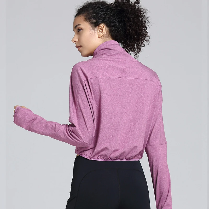 Куртка для бега с высоким воротником свободные женские топы занятий спортом и