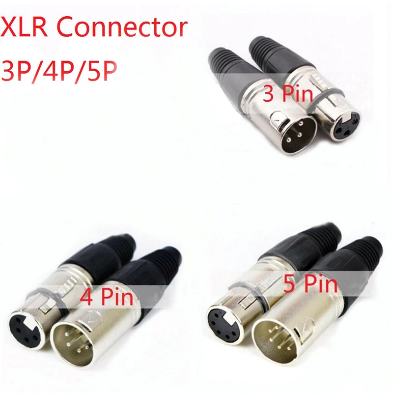 

3P 4P 5P XLR Microphone Audio Cable Plug 3/4/5/ Pin XLR Male Female Connector Cannon Cable Terminals For MIC Solder Connector