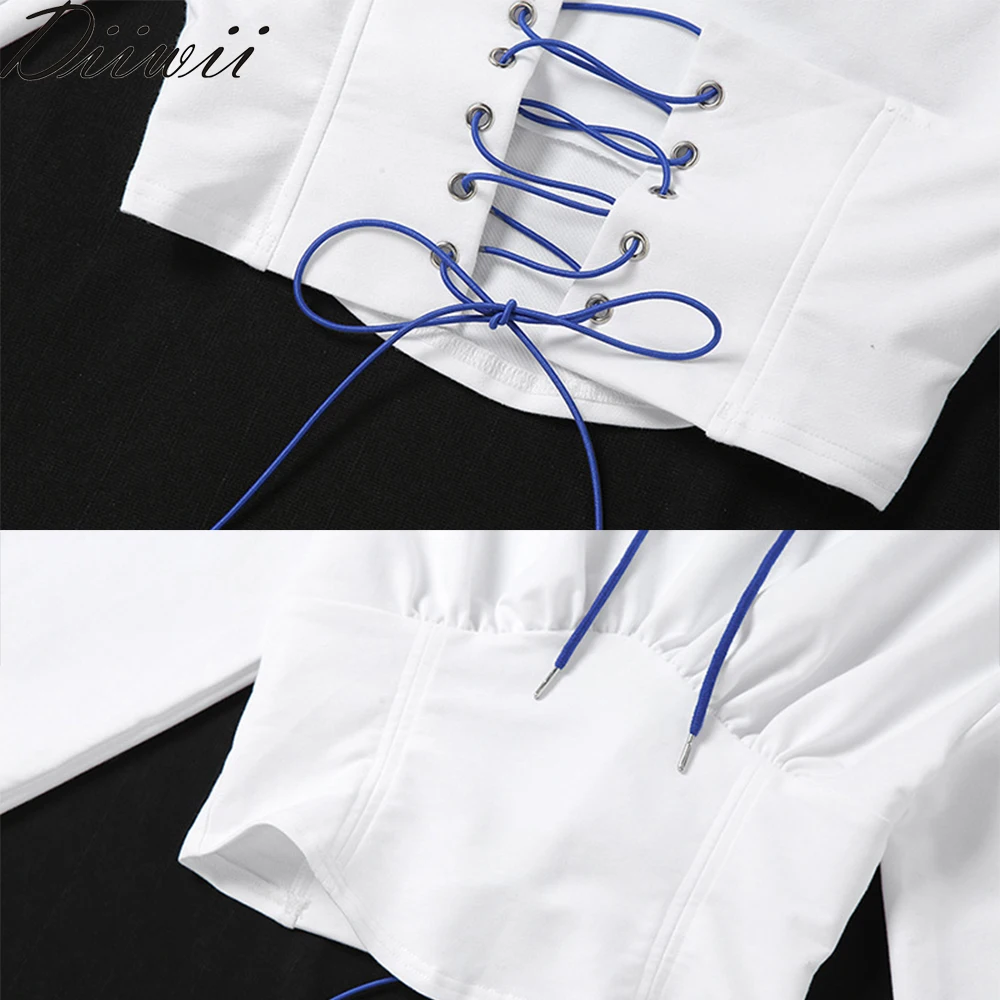 

DiiWii Womens New Long Sleeved Hooded Band Waist Slimming Crop Navel Versatile Casual Hoodie