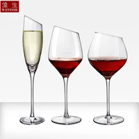 4pcs inclined design champagne crystal glass cup wedding toasting party wine transparent glass cup decoration cocktail drinking