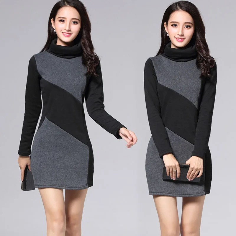 High collar Корейский стиль, зимние винтажные рубашки, теплое плотное нижнее белье, женские футболки с длинным рукавом, женская рубашка размера плюс, женская одежда - Цвет: High collar