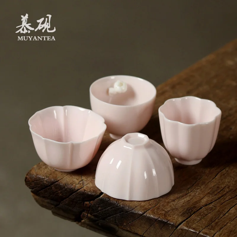 

Керамическая семейная чашка Jingdezhen с розовыми цветами, Женская чашка master, часветильник кунфу для чая, легкая домашняя Японская Чашка
