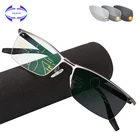 VCKA прогрессивные Многоточечные наружные фотохромные очки для чтения мужские автоматические дальние и близкие наполовину оправа для очков + 100 до + 300