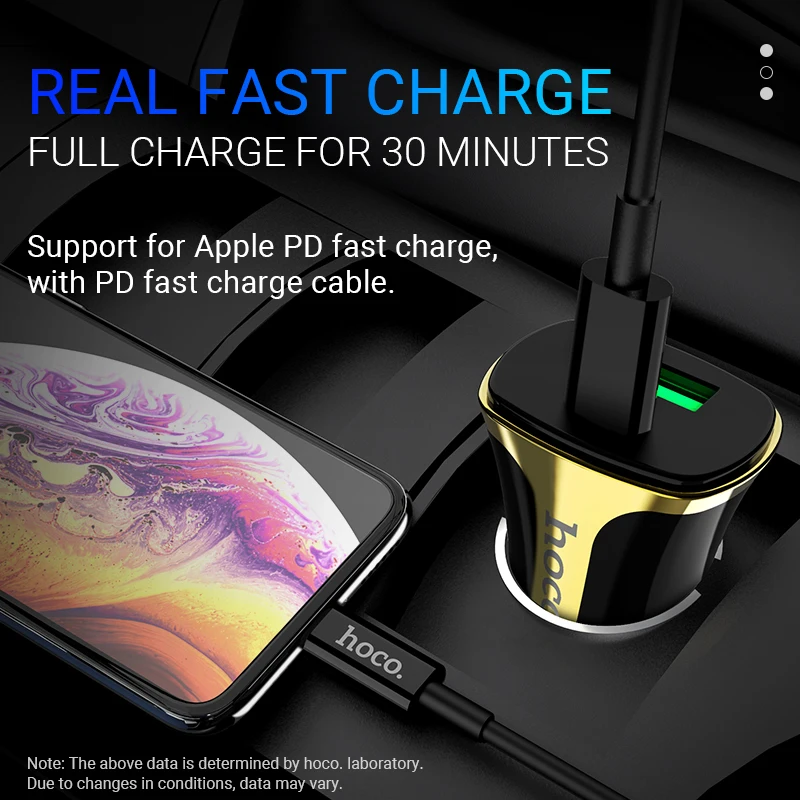 

hoco fast car charger USB Type C for PD QC3.0 FCP AFC quick charging for iphone xiaomi samsung android phone charger 3.4A 18W