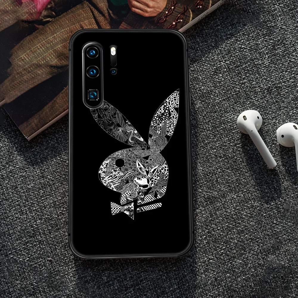 

Playboy Rabbit head Phone Case For Huawei P Mate 10 20 30 40 Lite Pro smart Z 2019 nova 5t black Etui 3D Bumper Fashion Cover