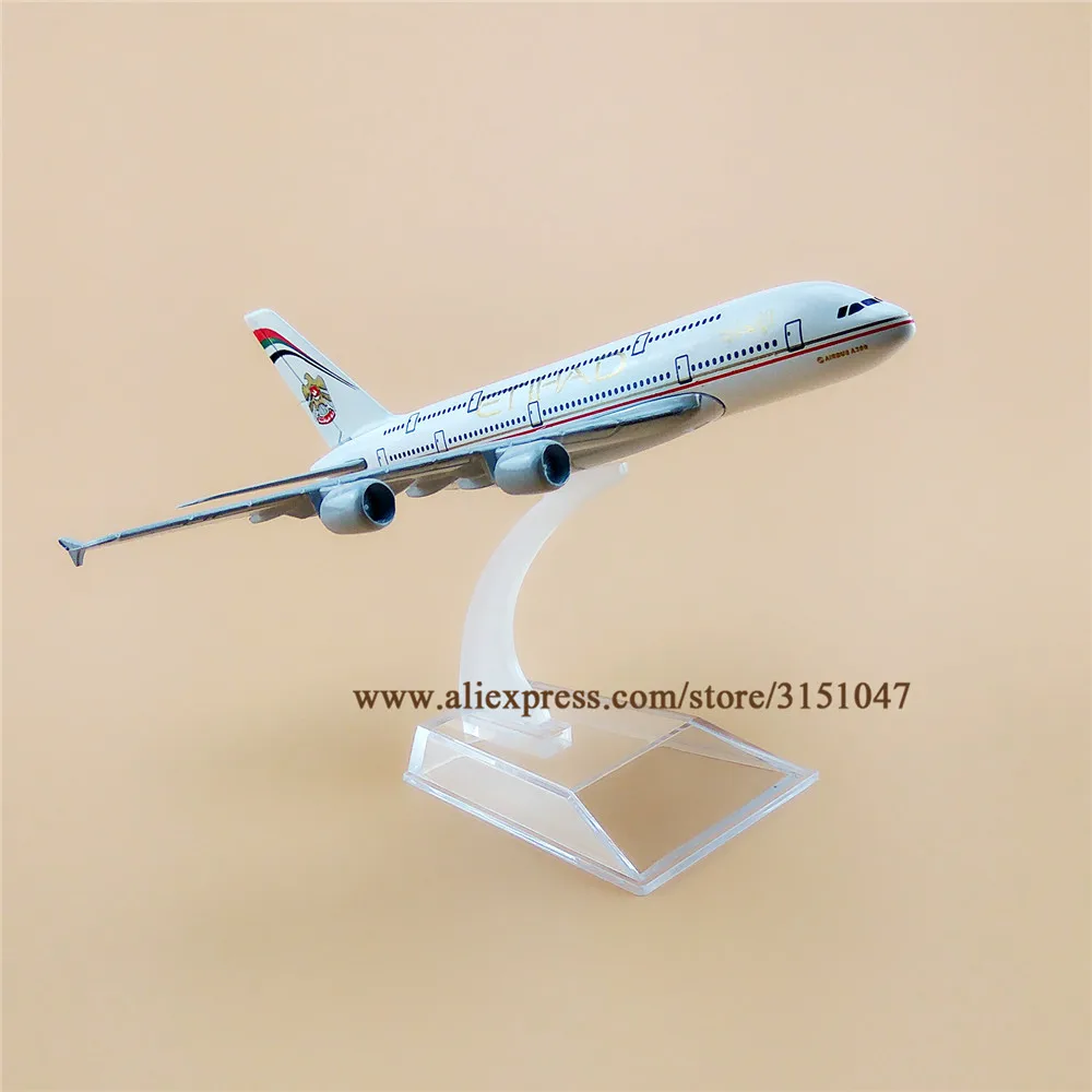 Сплав металла Etihad Air Airline модель самолета Airbus 380 A380 Airways модель самолета Стенд самолета подарки для детей 16 см