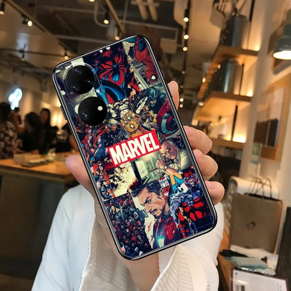 Marvel Logo Avengers Phone Case For Huawei p50 P40 p30 P20 10 9 8 Lite E Pro Plus Black Etui Coque Painting Hoesjes comic fas