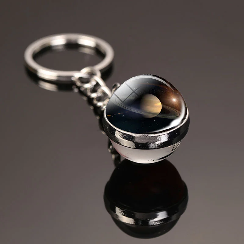 

Car Key Chain Solar System Planet Keyring Galaxy Nebula Space Keychain Moon Earth Sun Mars Art Picture Double Side Glass Ball