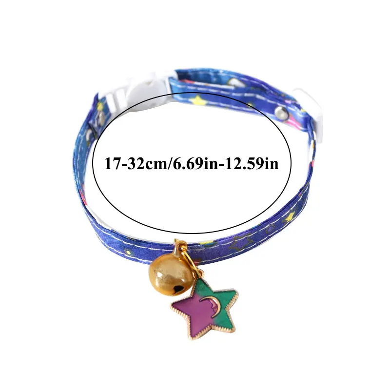 

Cute Cat Collars with Moon Pendant Adjustable Safety Kitten Collar Puppy Chihuahua Raabit Necklace With Bells Pets Accessories