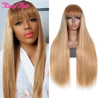 klaiyi hair ombre straight lace frontal wig with bang brazilian human hair wigs colored hair for women