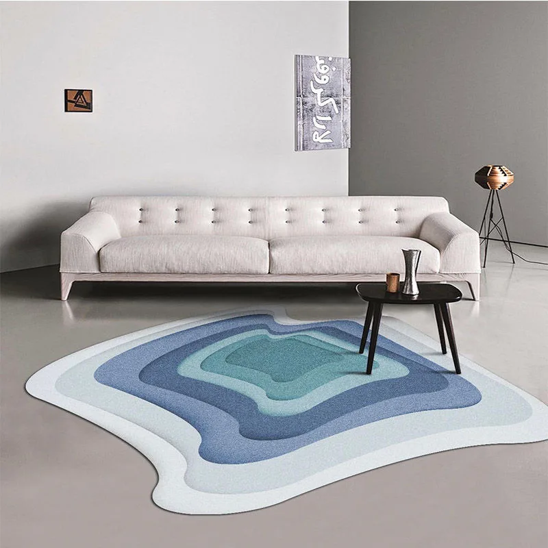 Irregularity Round Blue Kichen Floor Mats Carpets Rug for Bedroom Living Room Non-slip Large Area Rugs Soft Modern Parlor Mat