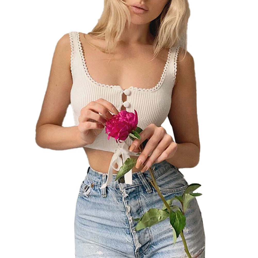 Летний женский пикантный кроп топ модный однотонный короткий без рукавов на