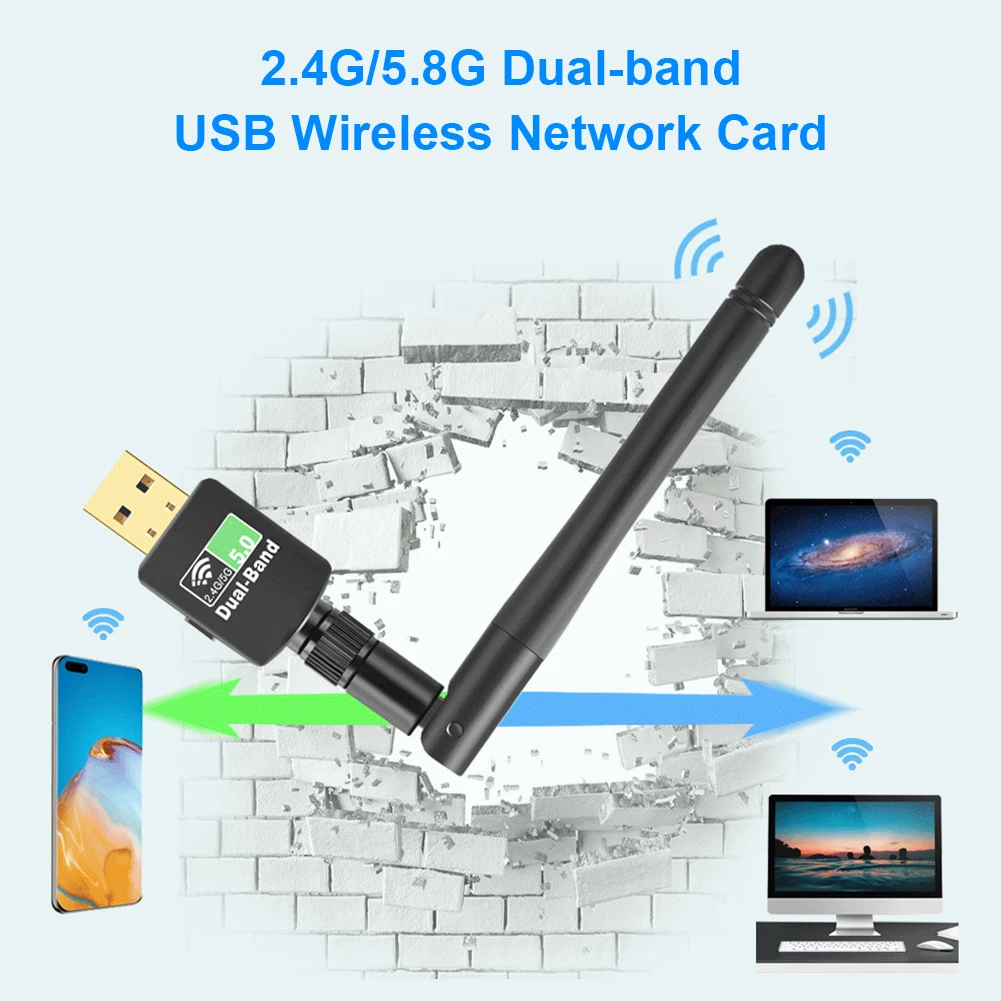 2-в-1 USB WiFi Bluetooth адаптер двойная частота 2 4/5 8 ГГц беспроводной Wifi ключ 600 Мбит/с 802.11AC