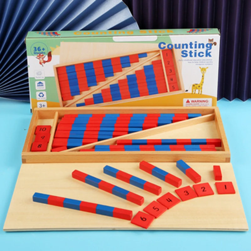 

Math Toy Baby Toys Numerical Rods Montessori Mathematics Red & Blue Rods Learning & Education Classic Wood Kids Brain Toys Gifts