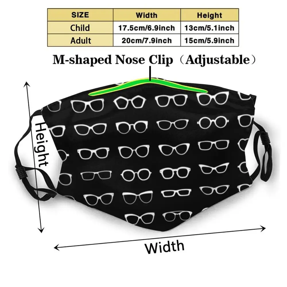 Многоразовая маска для лица с 3D-принтом Optician моющаяся фильтром против пыли очки