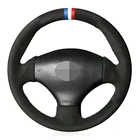 Сделай Сам, сшитая вручную черная натуральная кожа, замша чехол рулевого колеса автомобиля для Peugeot 206 1998-2005 206 SW 2003-2005 206