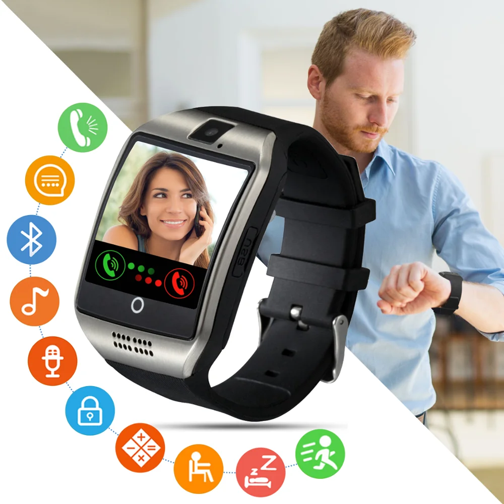 Смарт часы Q18 с сенсорным экраном камерой Bluetooth слотом для SIM карты TF шагомером