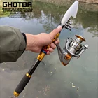 Набор удилищ и катушек для спиннинга, телескопическая углеродная Удочка с металлической катушкой, для морской и соленой воды, для пресной воды