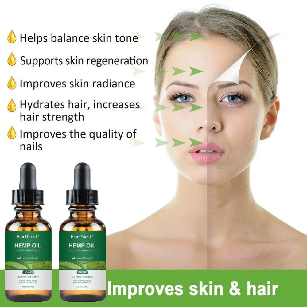 

30ml Organic Hemp Oil Pain Relief Sleep Aid Anti Stress 1000mg Hemp Extract Drops ECO Finest Body Skin Care Help Sleep