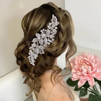 treazy vintage long floral bridal hair combs for women headwear rhinestone crystal big wedding tiara brides hair accessories