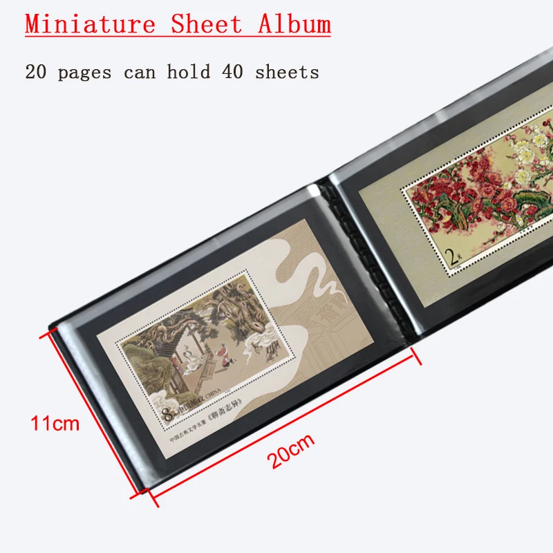 Stamp Miniature Sheet Album Book for 40 Sheets High Quality Postage Collecting Post Stamps Collect | Дом и сад