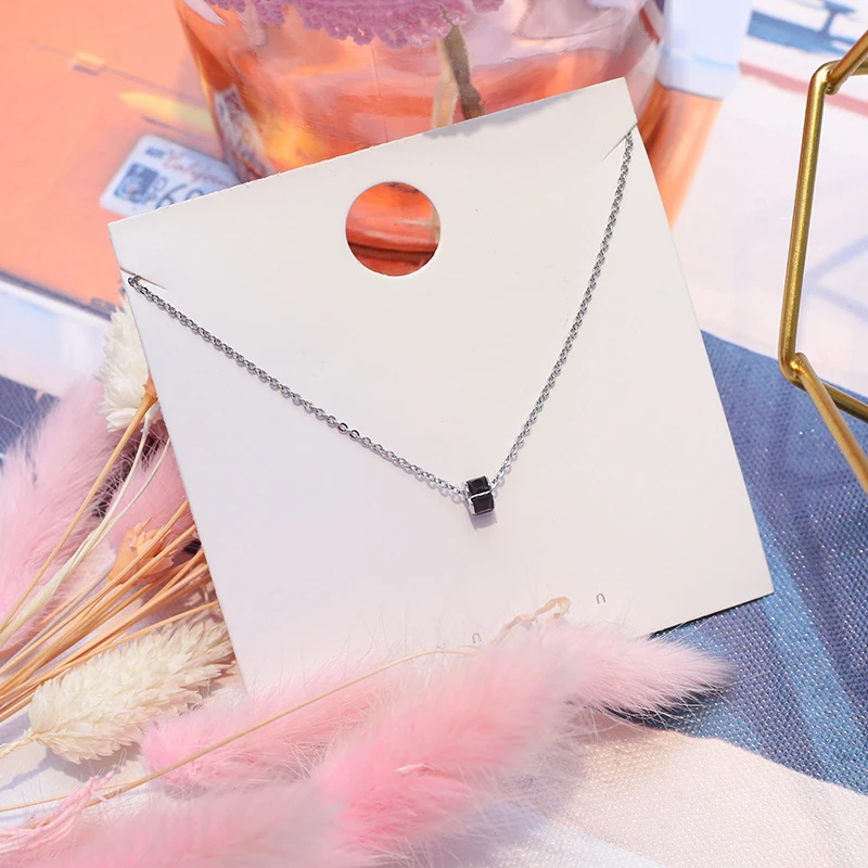 Женское колье из серебра 925 пробы с черным Цирконом|Ожерелья| |