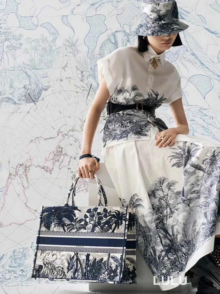 

Big-name summer women's cotton 3D printing high waist pleated skirt 2020New women's fashion all-match large-length skirt XL