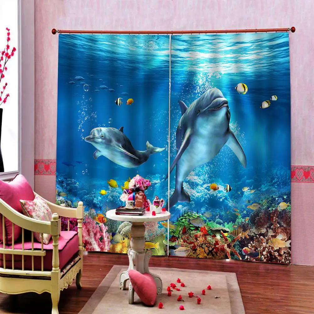 Подводная занавеска для душа с изображением животных океана рыба дельфин
