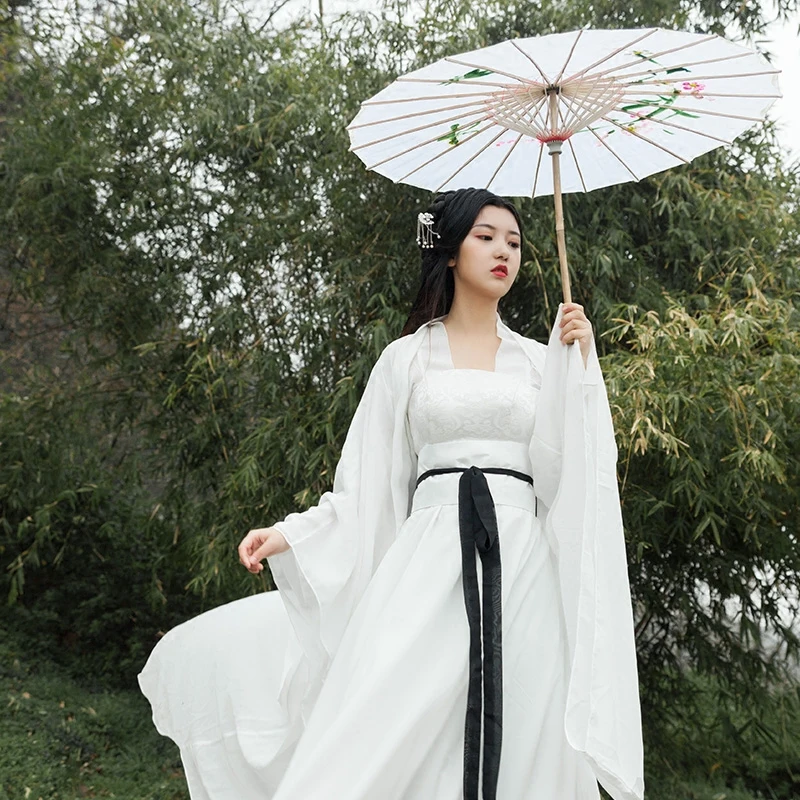 

Traditional Chinese Costume Ancient Tang suit women hanfu Drama Costume white Little Dragon Girl Drama stage performance female