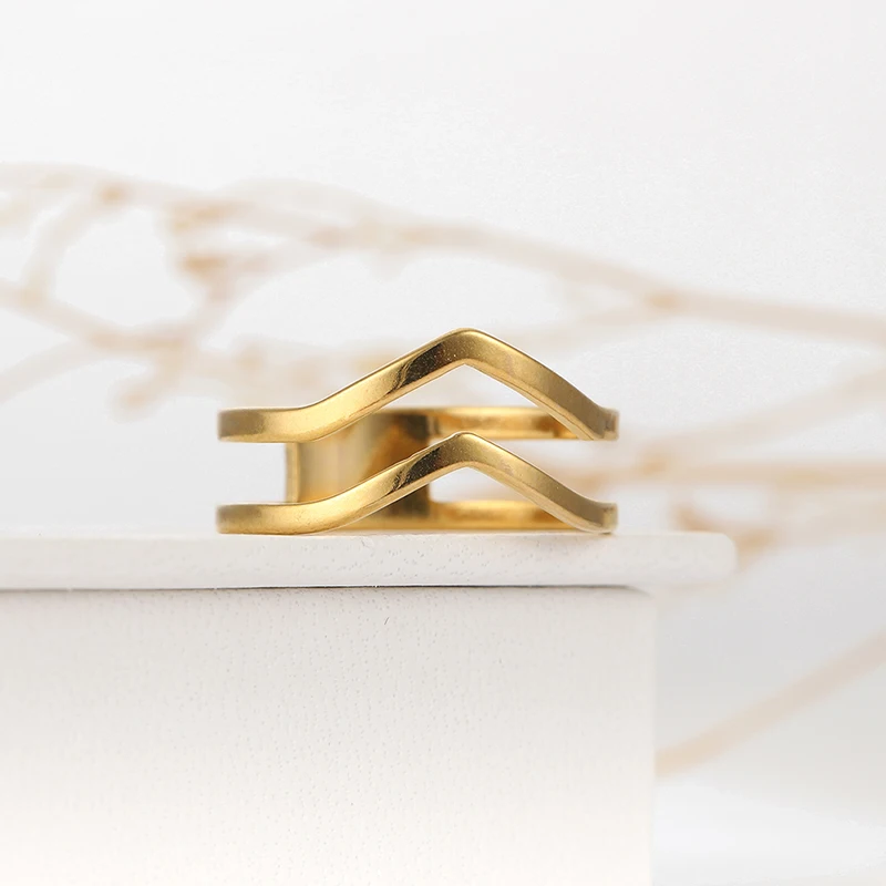 Unift простая двойная линия женские кольца из полированной нержавеющей стали