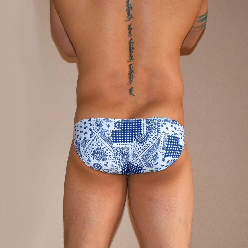 SD460 сексуальные синие белые купальные костюмы с принтом мужские плавки короткие