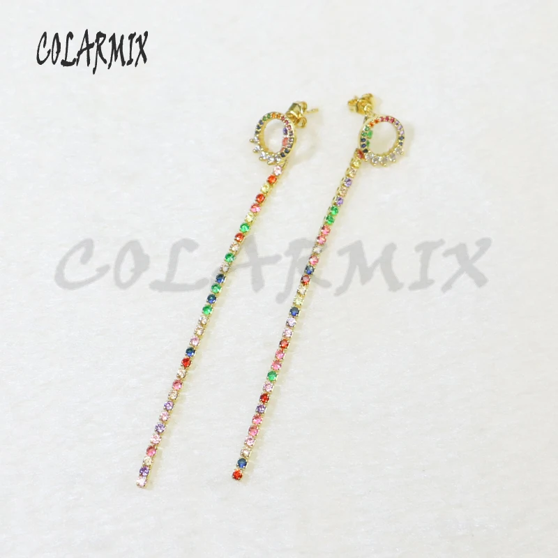 6 Pairs Zircon earrings long chain gift for lady fashion elegant jewelry Party 5823 | Украшения и аксессуары