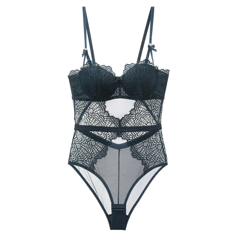 

Lace Push Up Teddies with Cup Sexy Teddies Lingerie With Steel Stones Lace Mesh Transparent Bodysuit Women Bustiers Underwear