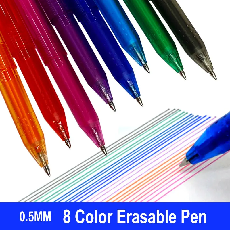 

16Pcs Set Erasable Pen 0.5mm Gel Ink Pen 8 Color Avaliable Office School Stationery Accessories Writing Drawing Painting Handle