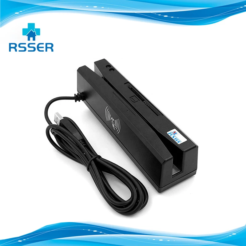 Считыватель магнитных карт/записывающий энкодер RSSER80 4 в 1 USB-интерфейс черный |