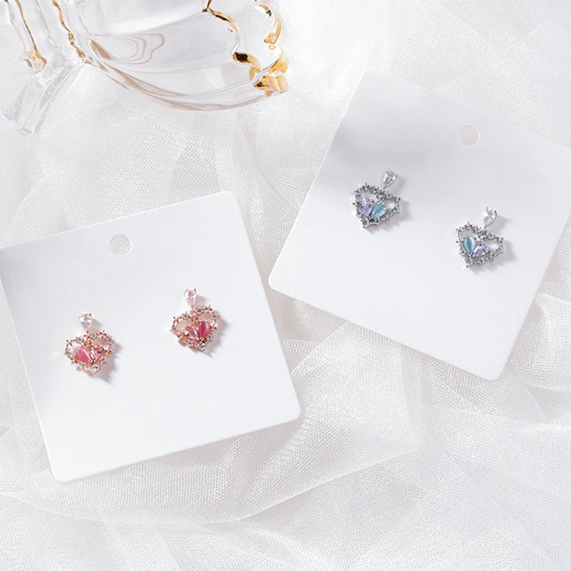 

Newly Women Girls Stud Earrings Sweet Elegant Silver Needle Rhinestone Heart Earrings DO99