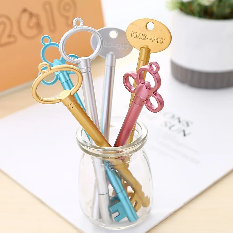 Винтажная Милая гелевая ручка для ключей креативная забавная черного и синего