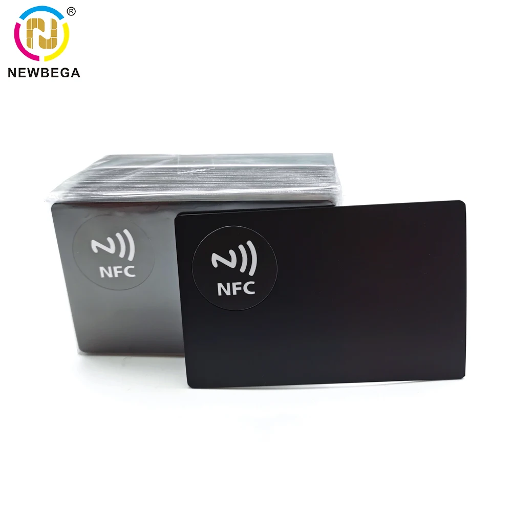 

13.56MHZ Metal NFC Matte Black Social Digital Card , RFID Ntag216 Smart Contactless Business Card 1PCS