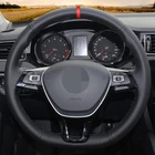 Черная искусственная кожа Чехол рулевого колеса автомобиля для Volkswagen VW Golf 7 Mk7 новые поло Jetta Passat B8 Tiguan Sharan Touran