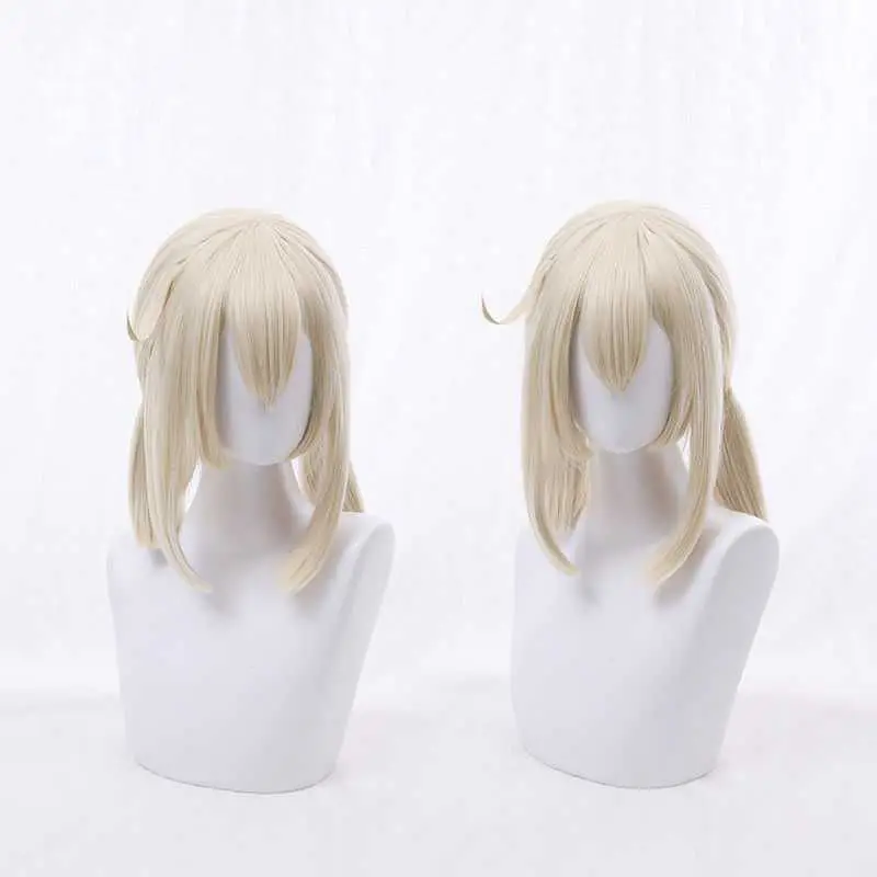 Парик для косплея Klee с двойным хвостом Game Genshin ударопрочный термостойкий парик из