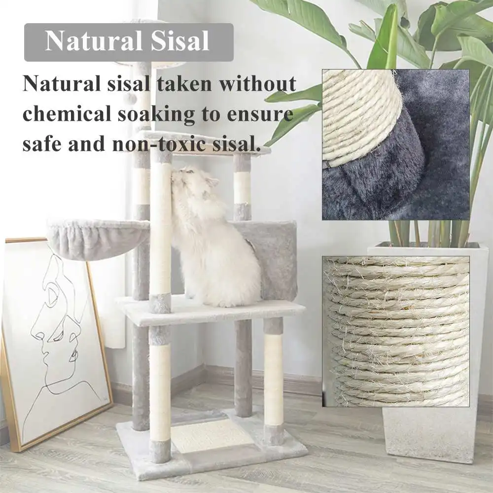 

Cat's House Cat Scratcher Cat Tree House with Hanging Ball Cat Furniture Scratch Solid Wood Toys for Cats Domestic Shipping