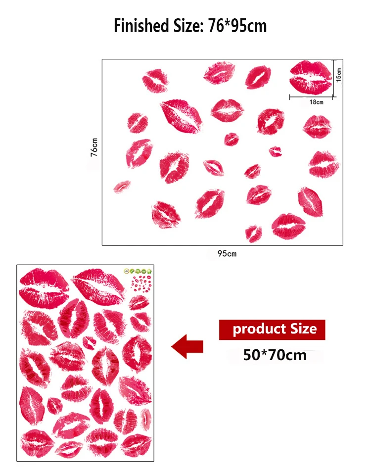 Наклейки на стену с принтом красных губ наклейки для домашнего декора девочек