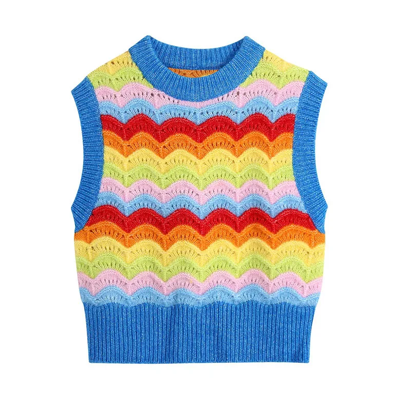 

Women Autumn Fashion Knitting Vests Sweaters 2021 O-Neck Jacquard Female Casual Street Waistcoats Clothing