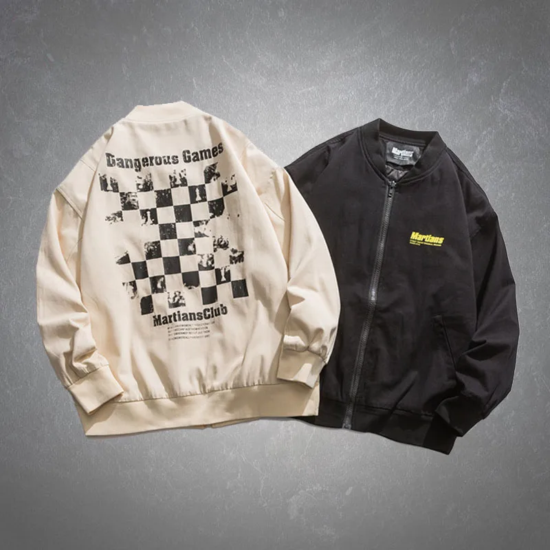 

Бомбер бейсбольная куртка мужская весна 2021 с красивым принтом на спине японская куртка в студенческом стиле мужские повседневные однотонн...