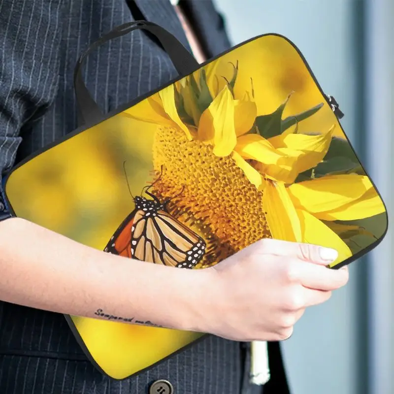 

Sunlight Sunflower Butterfly Laptop Sleeve Cool двусторонняя печатная сумка для хранения ноутбука с защитой от царапин неопреновый ноутбук компьютер