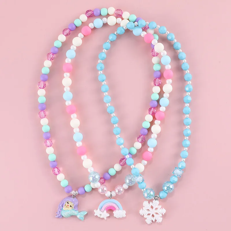 

Makersland Kids Necklaces Ice Cream Pendant Beaded Resin Necklace for Girls Candy Color Cartoon Cute Jewelry Christmas Presents