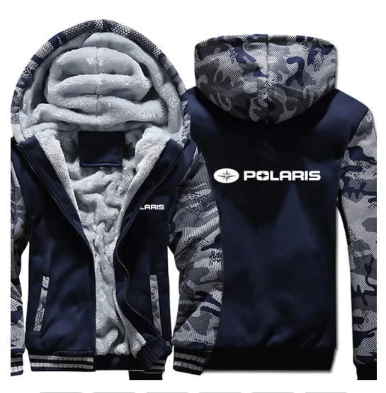 

2020 Polaris Hoodies Winter Camouflage Sleeve Jacket Men Thicken Warm Fleece Cotton Zipper Raglan Coat Male Tracksuit