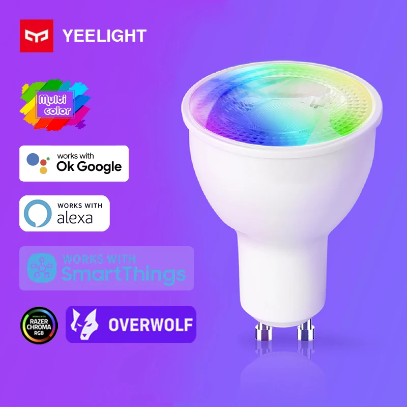 Йи светильник GU10 умный светодиодный лампы W1 многоцветный 220V голосовое