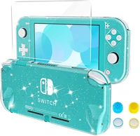 heystop case compatible with nintendo switch lite with tempered glass screen protector and 4 thumb grip